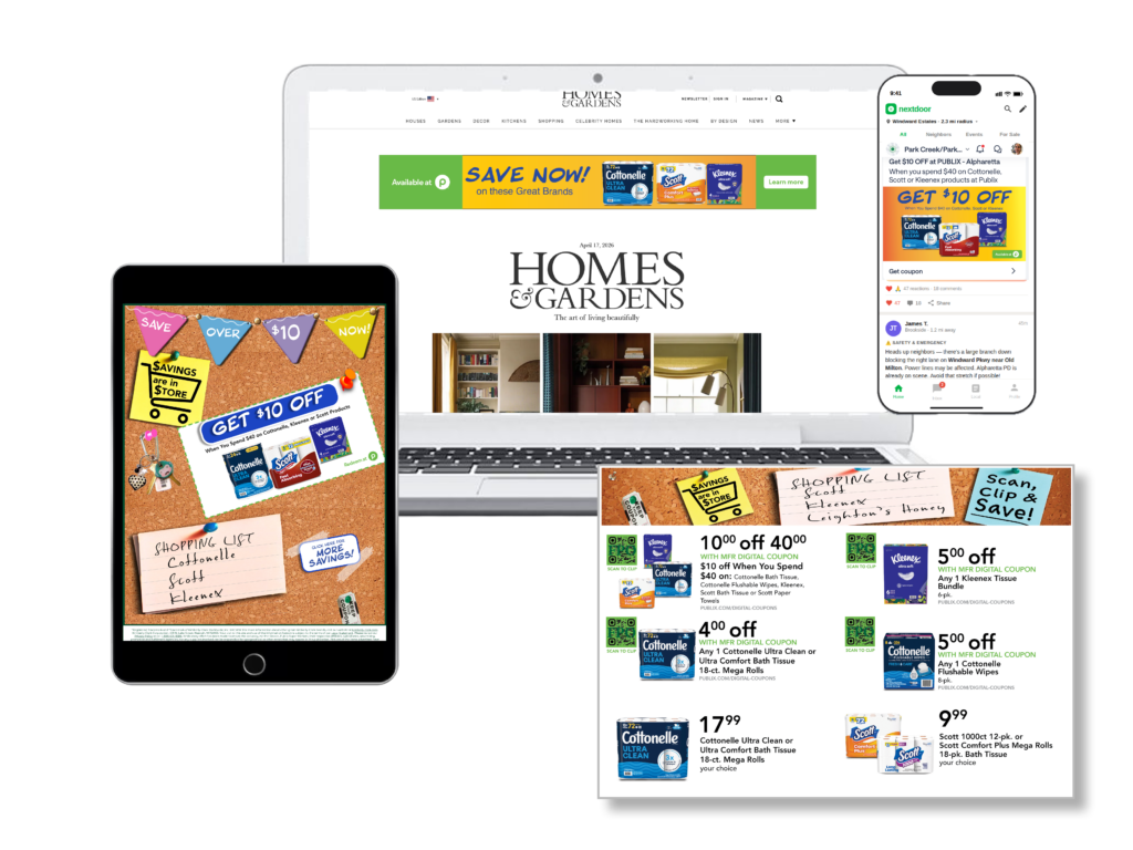 Kimberly-Clark annual January Big Savings Shopper Marketing campaign at Publix with in-store and external media